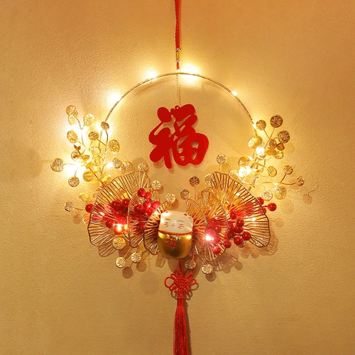 2025 Год весеннего фестиваля Новогоднее украшение цветочное кольцо, висящее дверь новогоднего благословения слова подвеска