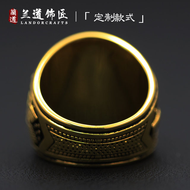 欧美复古艺术浮雕纸牌屋同款男士军事学院定制立体徽章925银戒指