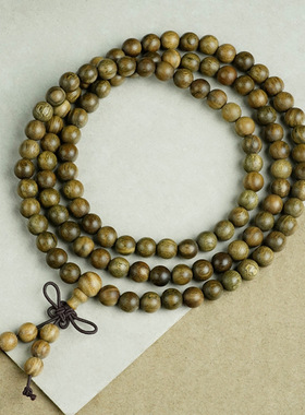 绿檀红木珠手链同料木手串小孔顺纹香味手工手饰品厂家佛珠批发