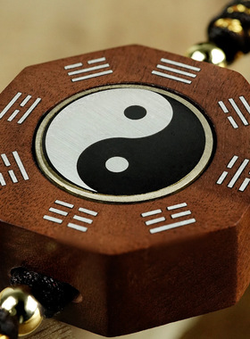 枣木镶银手串道家饰品太极手牌转运檀木高品质真货男女复古镶嵌