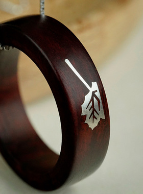 小叶紫檀木镶银个性戒指镶嵌银叶苍梧情侣对戒手环国风饰品批发