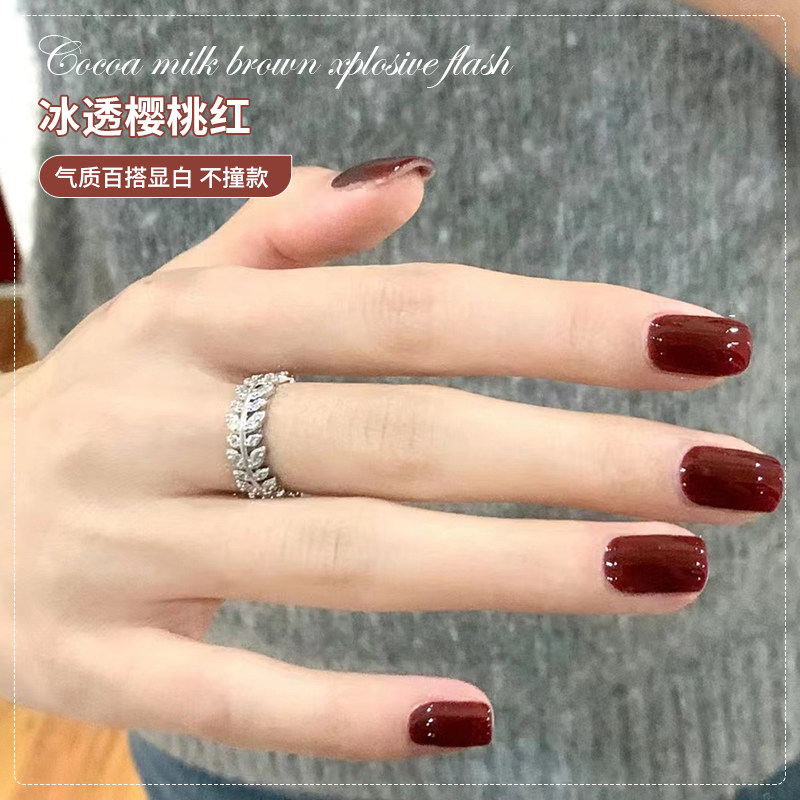 冰透樱桃红色指甲油胶2025年新款秋季流行显白美甲油胶美甲店专用 - 图3
