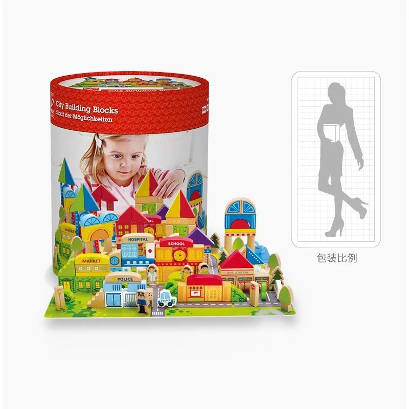德国Hape城市情景大块积木农场小镇婴儿童宝宝益智实木头玩具可咬,淘宝优惠券,粉丝福利购,淘宝优惠卷
