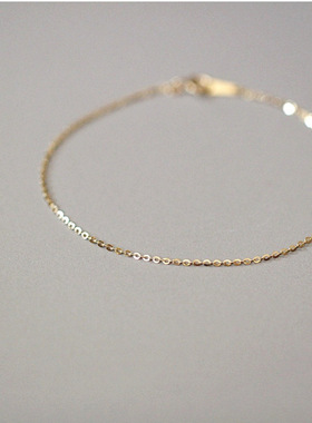 S925纯银镀14K金手链裸链o字链简单百搭女ins基础款小清新文艺风