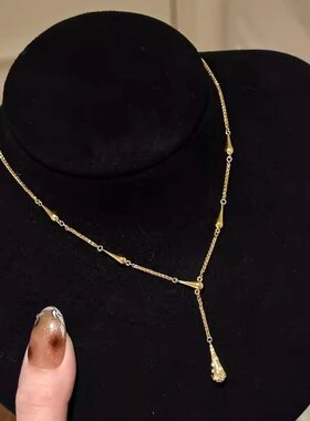 【岁月流金】vintage中古金色沙漏小蛮腰项链秋冬微镶锆石毛衣链