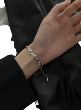 正宗925纯银古巴链手链女ins潮小众设计感冷淡风复古嘻哈个性