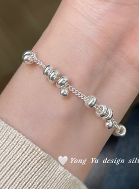 925纯银圆珠圈圈几何手链简约时尚百搭ins风韩版高级几何手饰