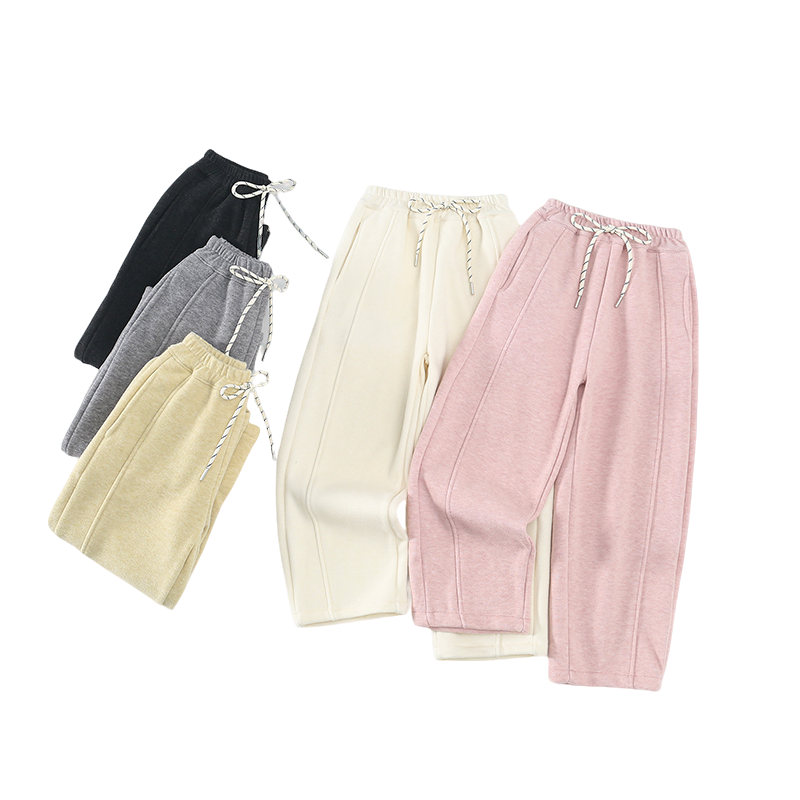 拉夏贝尔女童冬季直筒卫裤时尚运动阔腿长裤儿童新款加绒休闲卫裤,淘宝优惠券,粉丝福利购,淘宝优惠卷