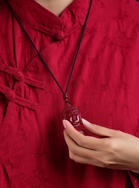 星光朱砂释迦摩尼吊坠高含量紫金砂情侣大气佛头佛公挂件