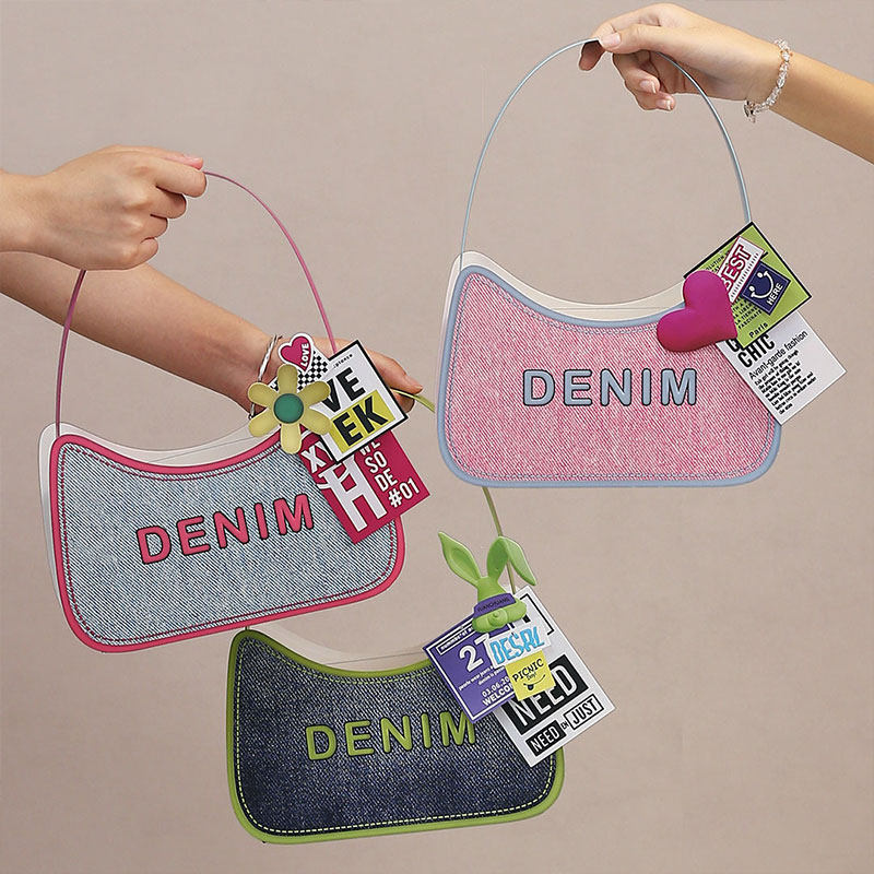 花束包装 丹宁牛仔包情人节玫瑰复古风鲜花手提礼盒插花diy包花盒,淘宝优惠券,粉丝福利购,淘宝优惠卷