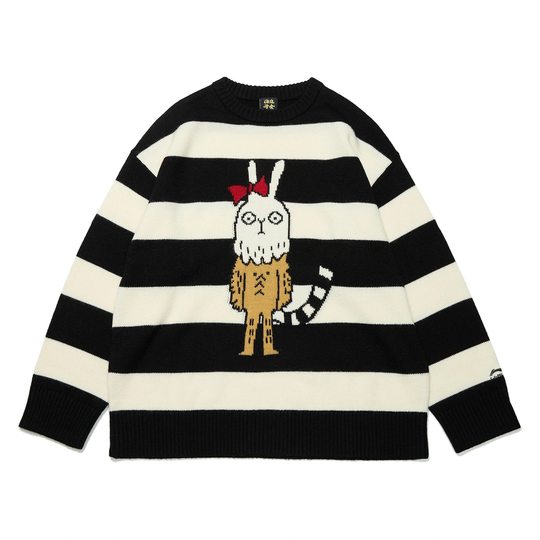 李宁男女春秋款时尚宽松编织衫舒适休闲百搭羊毛无帽毛衣AMBT009