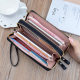 Women's wallet long double zipper large wallet clutch 6-inch mobile phone bag large banknote wallet women's dual-purpose coin purse