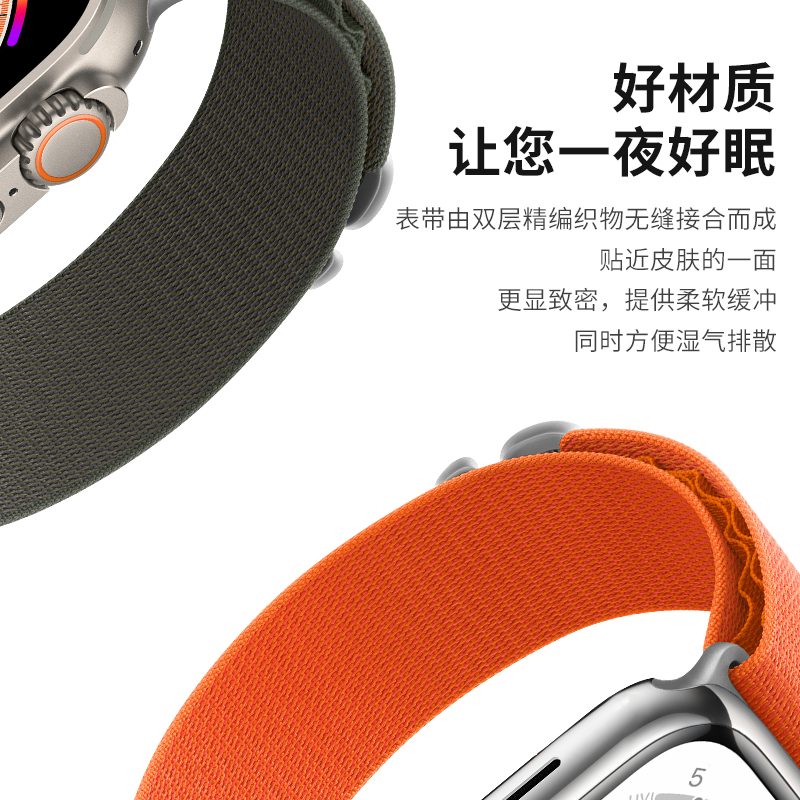 适用苹果S9手表applewatch表带iwatch8运动7代ultra高山se尼龙6回环式5男4女款3创意S7新款S6智能iPhonewatch-图0