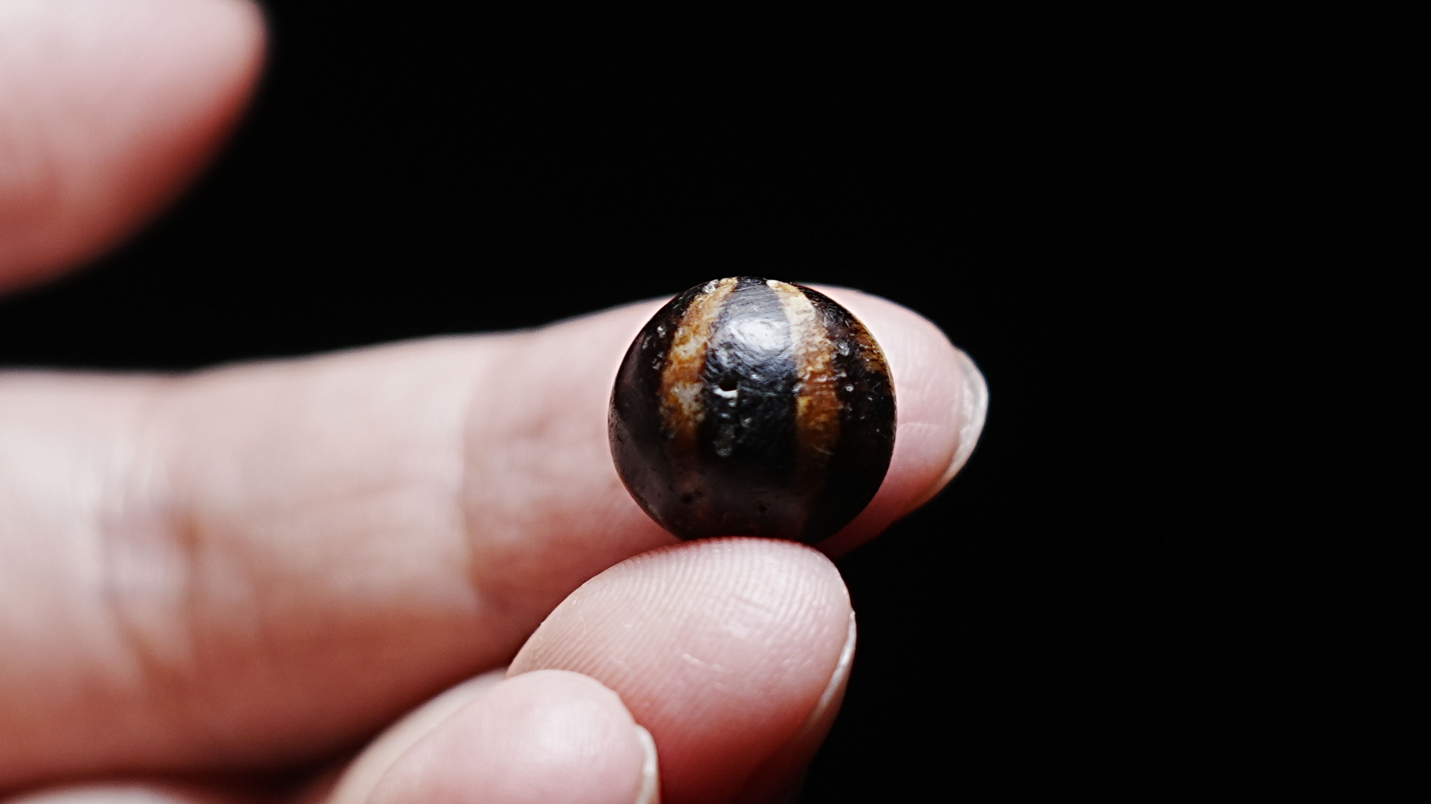 【藏传老邦提克珠】六线 单珠 散珠 手串 配饰 非菩提 天珠 - 图1