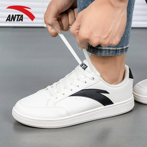 安踏男鞋板鞋2026新款夏季皮面休闲小白鞋旗舰店薄底平板运动鞋男 - 图1