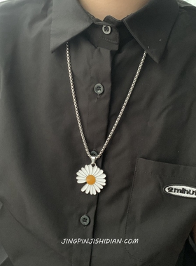 晶品钛钢网红黑暗系时髦秋菊项链