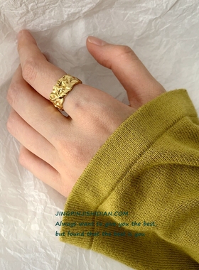 褶皱锡纸纹理戒指女ins闺蜜二人