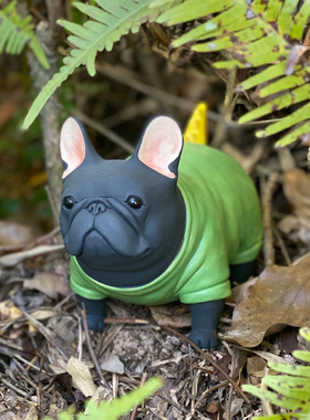 陶瓷轻奢法斗摆件手工桌面陶器法国斗牛犬可爱陶艺礼品