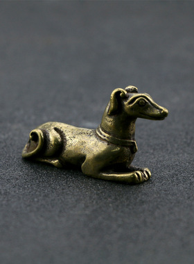 古玩铜器生肖狗摆件做旧家犬茶宠