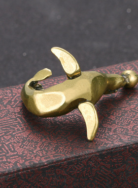 复古做旧纯黄铜海狮顶球工艺书房