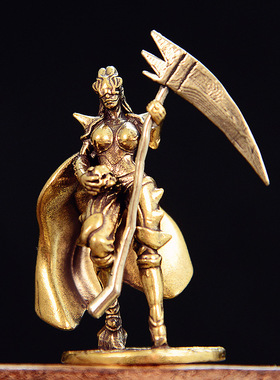 纯黄铜复古法手工匠作旧典藏艺术盔甲古典女神战士摆件茶宠文玩礼