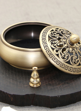 铜香炉纯铜熏香炉家用禅意宣德炉盘香檀香炉仿古莲花香薰炉工艺品