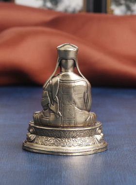 老式复古典藏国风艺术加重黄铜摆件古法手工匠作萨迦五祖八思巴洛