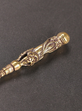 复古老翁簪子创意黄铜工艺品