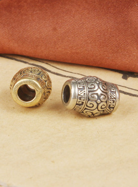 纯黄铜复古法手工匠作旧典藏艺术藏式腰珠EDC刀坠伞绳坠国风隔珠