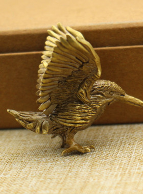 纯黄铜复古法手工匠作旧典藏国风艺术摆件小鸟依人文玩手把件茶宠