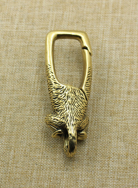 纯黄铜复古法手工匠作旧典藏国风艺术摆件DIY长臂猴生肖汽车钥匙