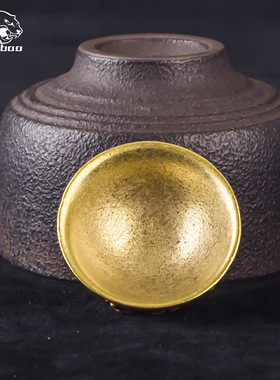 纯黄铜复古法手工匠作旧典藏国风艺术摆件龙凤呈祥小碗茶宠手把玩
