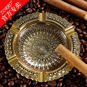香港佐罗ZORRO品牌高档商务纯铜包边玫瑰金黑银色意式风款烟灰缸