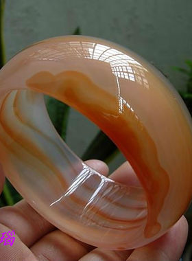 明星款原色红玛瑙通透纹理手镯