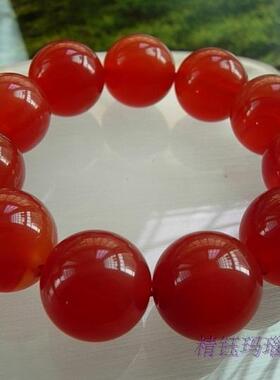 男手串天然红色玛瑙手链20mm