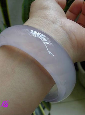 巴西紫罗兰色通透纹理玉髓手镯