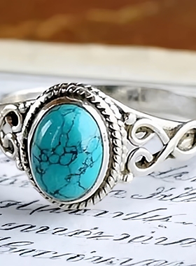 复古民族风黑色玛瑙百搭女戒