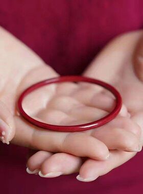 本命年朱砂手镯细条文玩叮当民族