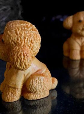 泰迪木雕犬小狗黄杨木崖柏动物