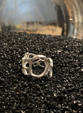 hunch project 原创设计暗黑重工小众925纯银开口空洞戒指