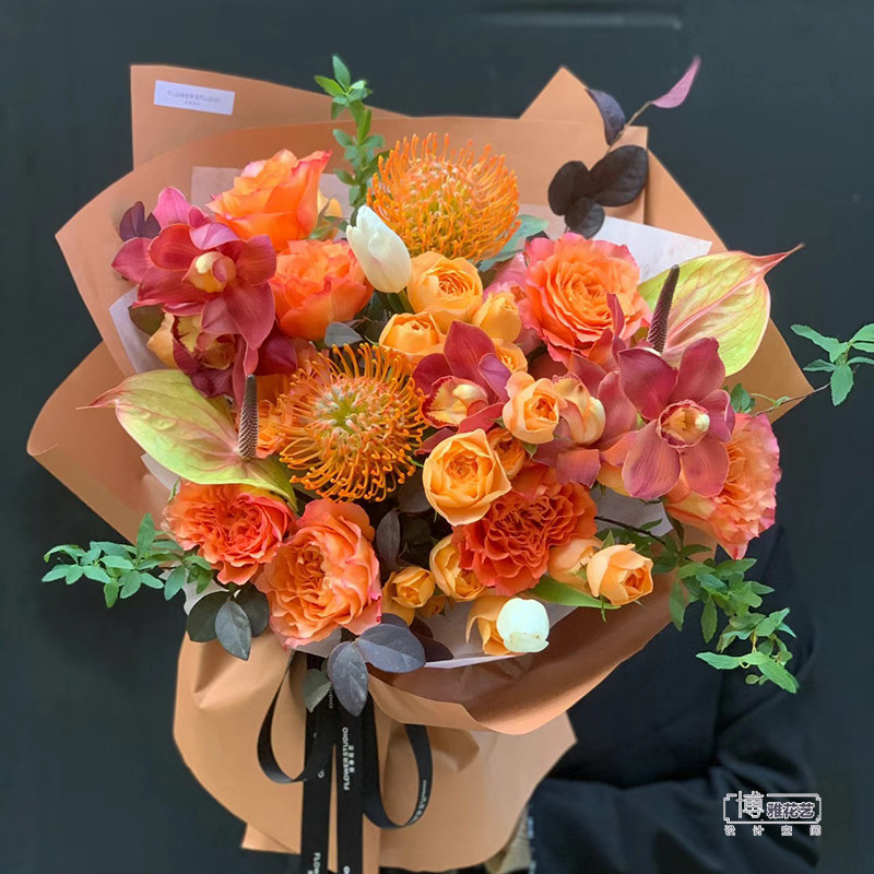 杭州同城鲜花速递宫灯混搭花束送女友爱人闺蜜探望生日送花上门