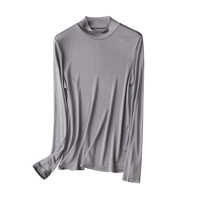 桑蚕丝纯色双面针织衫女 真丝半高领打底长袖修身上衣内搭外穿T恤,淘宝优惠券,粉丝福利购,淘宝优惠卷