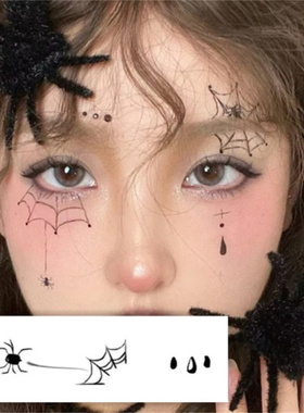 星星可爱鬼妆容脸贴蜘蛛眼妆唯美仿妆儿童彩绘纹身贴恐怖甜酷男女