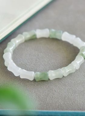 【三生石语】天山翠竹节手串新疆金丝玉女款手链玉石礼物送对象