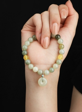 天然和田玉多宝手链搭配晴水平安