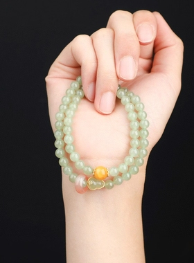 天然和田玉晴水双圈手链