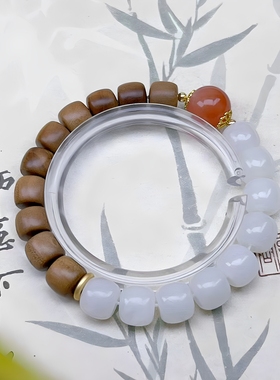 天然老山檀木和田玉手串