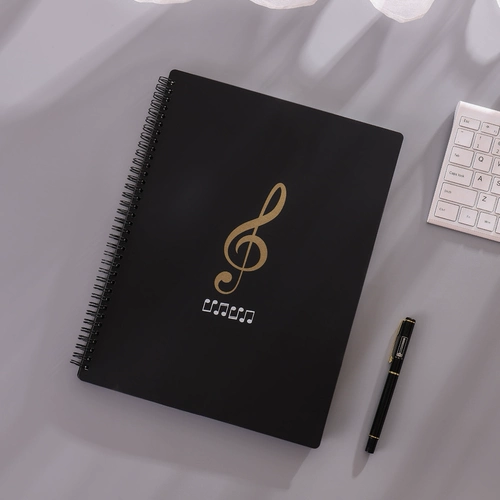 Папка, гитара, черное вместительное и большое пианино, отрывной лист