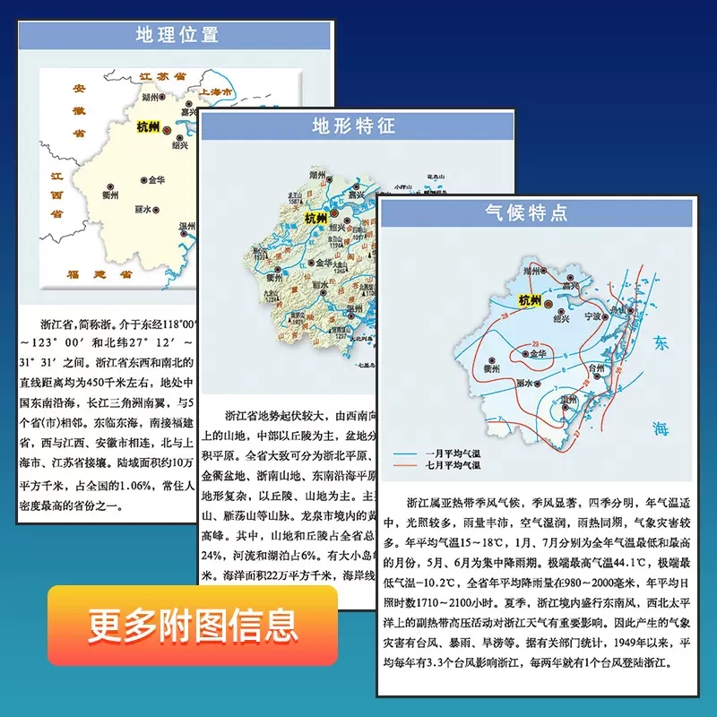 2024浙江省地图挂图 1.1米x0.8米 星球分省系列挂图 商务办公用 哑光覆膜不反光防水挂图 政区交通 星球地图出版社 - 图2