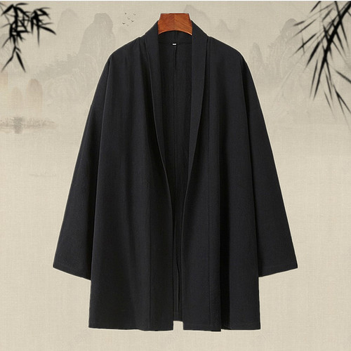 春秋中国风男装棉麻外套宽松大码佛系居士服禅意茶服中式亚麻上衣 - 图2